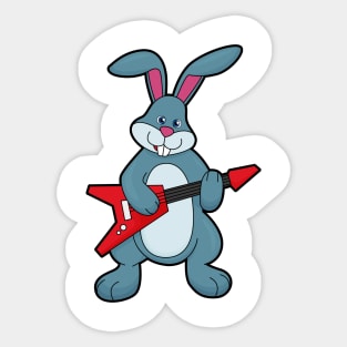Rabbit at Music with Guitar Sticker